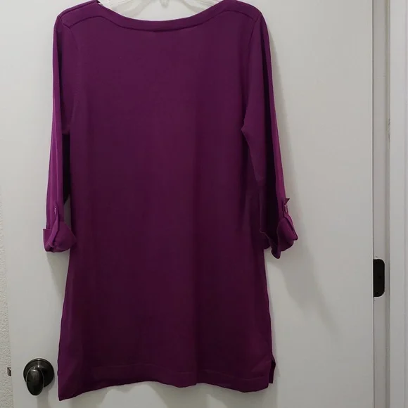 Tunic Sweater Medium Weight Cotton Blend Denim & Co - Picture 5 of 9